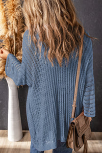 Hazel Blues® |  Openwork Open Front Long Sleeve Cardigan