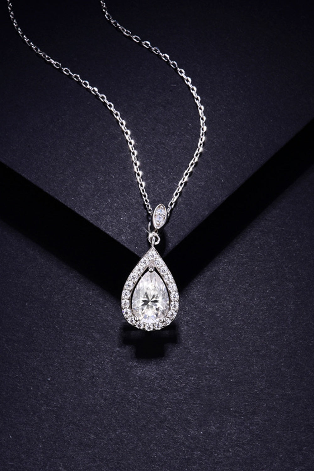 Hazel Blues® |  1.5 Carat Moissanite 925 Sterling Silver Teardrop Necklace