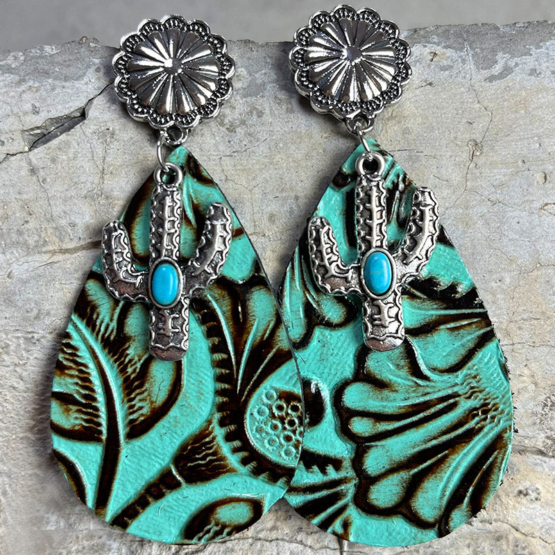 Hazel Blues® |  Turquoise Cactus Dangle Earrings