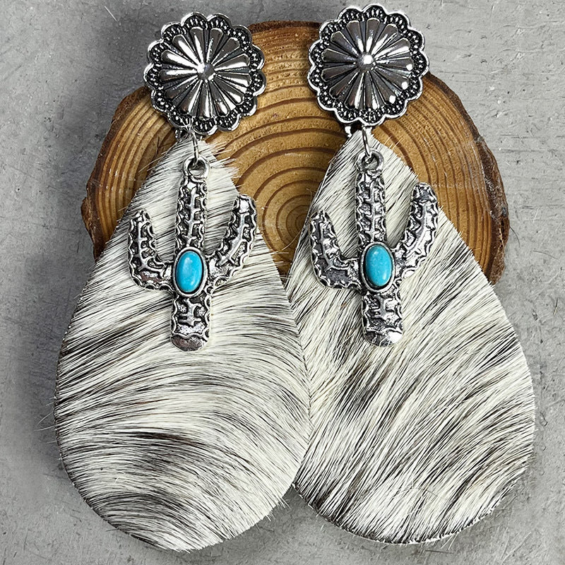 Hazel Blues® |  Turquoise Cactus Dangle Earrings