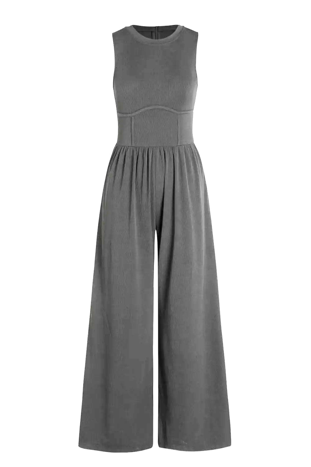 Hazel Blues® |  Round Neck Sleeveless Jumpsuit with Pockets