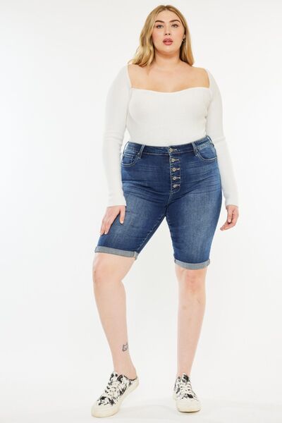 Hazel Blues® |  Kancan Cat's Whiskers Button Fly Denim Shorts