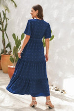 Hazel Blues® |  Swiss Dot Tied Surplice Short Sleeve Dress