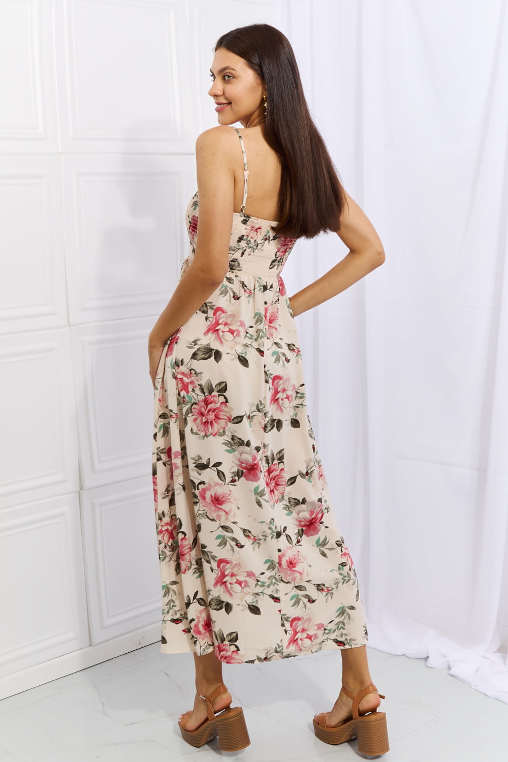 Hazel Blues® |  OneTheLand Hold Me Tight Sleevless Floral Maxi Dress in Pink