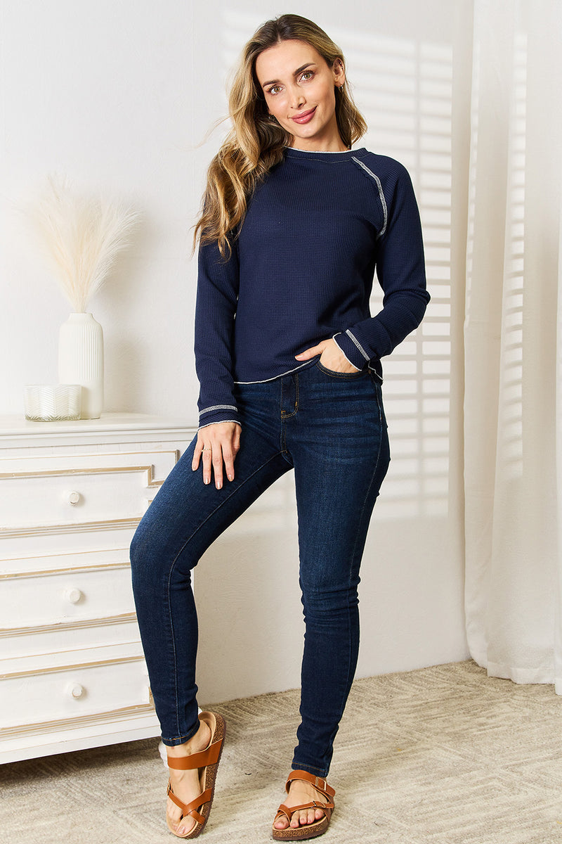 Hazel Blues® |  Basic Bae Long Raglan Sleeve Round Neck Top