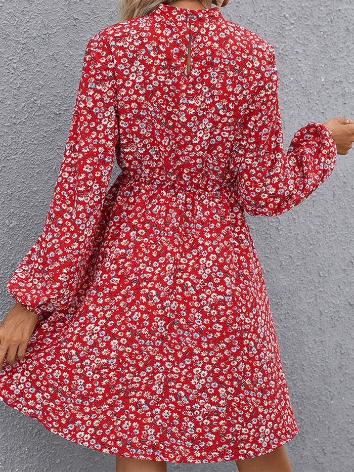 Hazel Blues® |  Floral Mock Neck Long Sleeve Dress