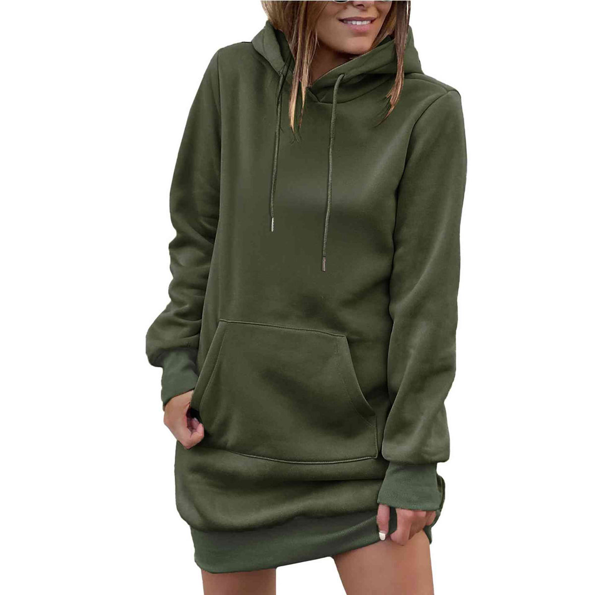 Hazel Blues® |  Drawstring Long Sleeve Hooded Mini Dress