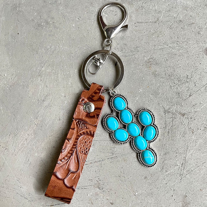 Hazel Blues® |  Turquoise Genuine Leather Key Chain