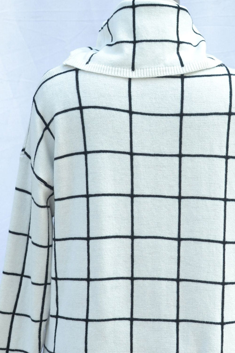 Hazel Blues® |  Plaid Turtleneck Drop Shoulder Sweater