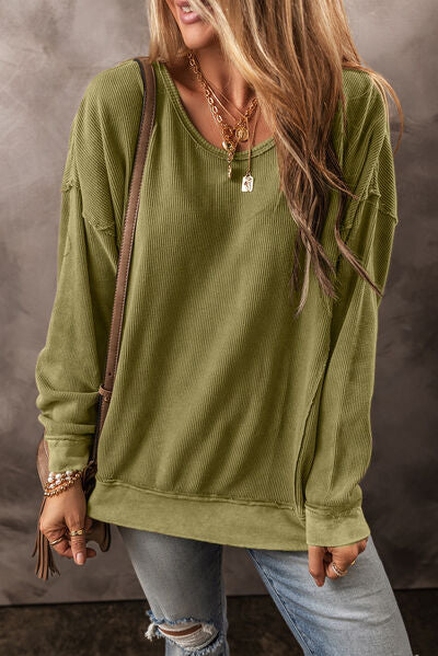 Hazel Blues® |  Round Neck Dropped Shoulder Sweatshirt