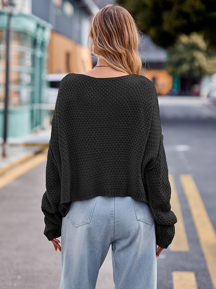 Hazel Blues® |  Round Neck Cable-Knit Sweater