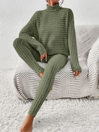 Hazel Blues® |  Ribbed Turtleneck Top and Pants Set