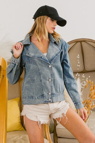 Hazel Blues® |  BiBi Button Up Long Sleeve Denim Jacket