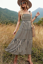 Hazel Blues® |  Striped Smocked Tiered Cami Dress