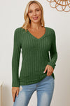 Hazel Blues® |  Basic Bae Ribbed V-Neck Long Sleeve T-Shirt