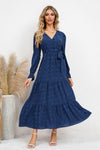 Hazel Blues® |  Swiss Dot Tied Surplice Flounce Sleeve Dress