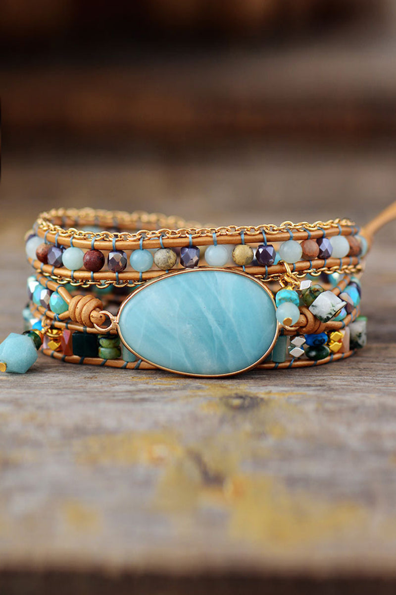 Hazel Blues® |  Handmade Natural Stone Beaded Triple Layer Bracelet