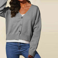 Hazel Blues® |  Dropped Shoulder Half Button Cardigan