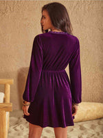 Hazel Blues® |  Ruffled V-Neck Long Sleeve Dress