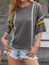 Hazel Blues® |  Striped Round Neck Half Sleeve Sweater