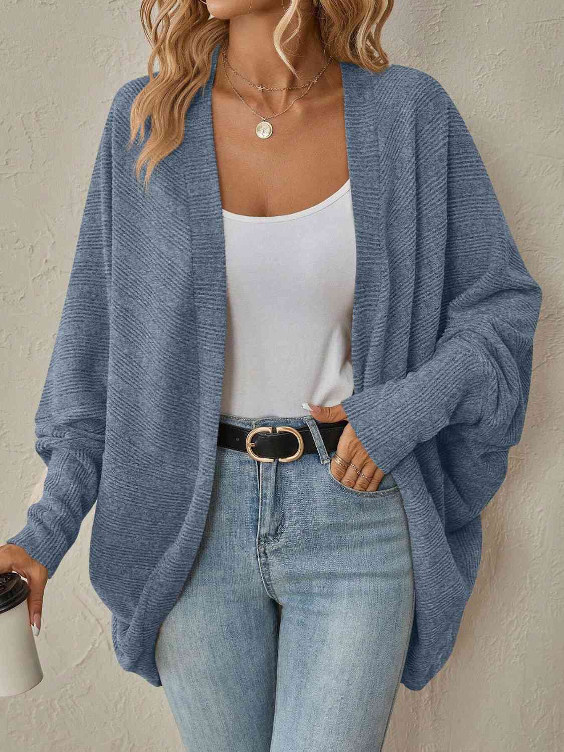 Hazel Blues® |  Open Front  Dropped Shoulder Cardigan