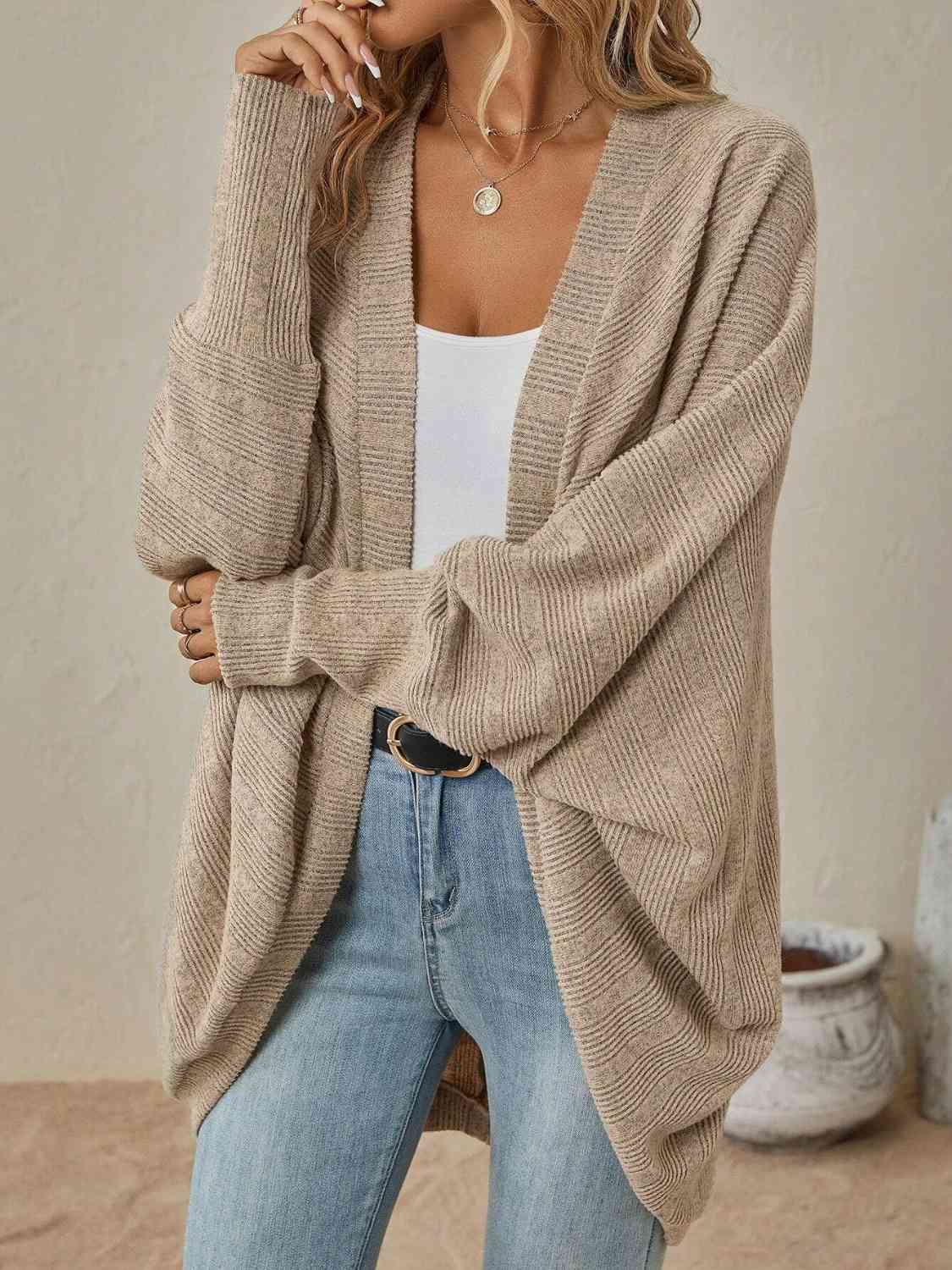 Hazel Blues® |  Open Front  Dropped Shoulder Cardigan