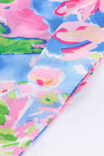 Hazel Blues® |  Floral Smocked Square Neck Jumpsuit with Pockets