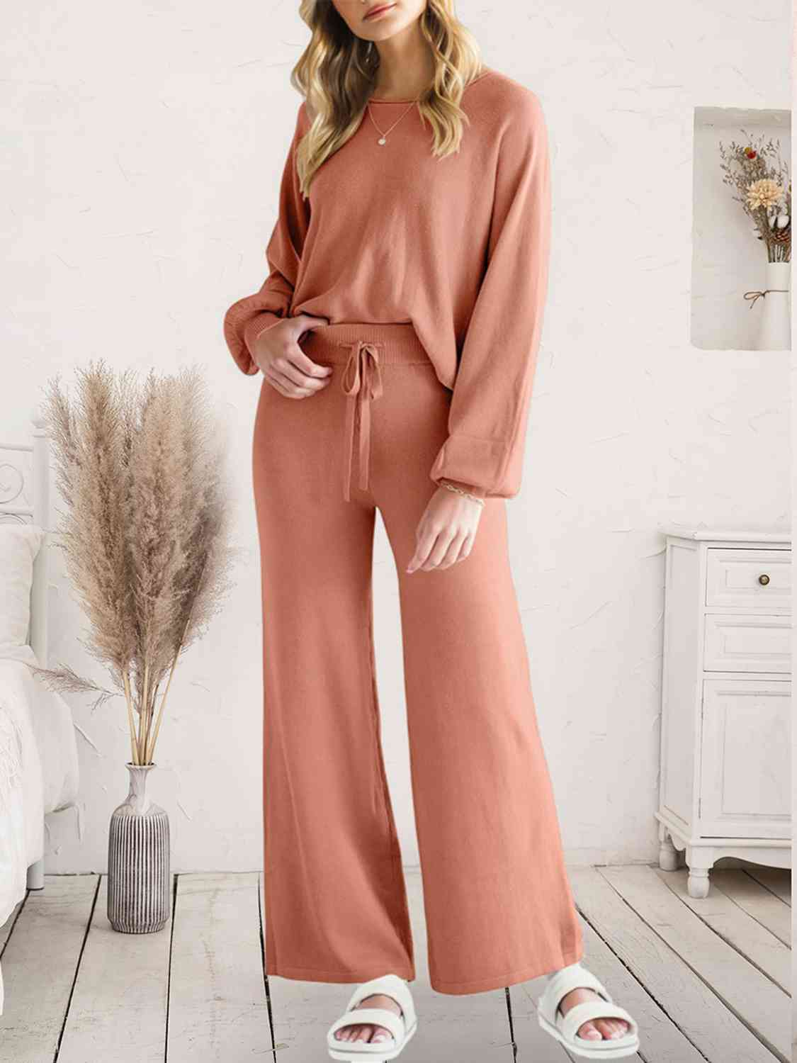 Hazel Blues® |  Long Sleeve Lounge Top and Drawstring Pants Set