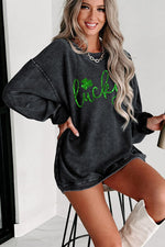 Hazel Blues® |  LUCKY Round Neck Dropped Shoulder Sweatshirt