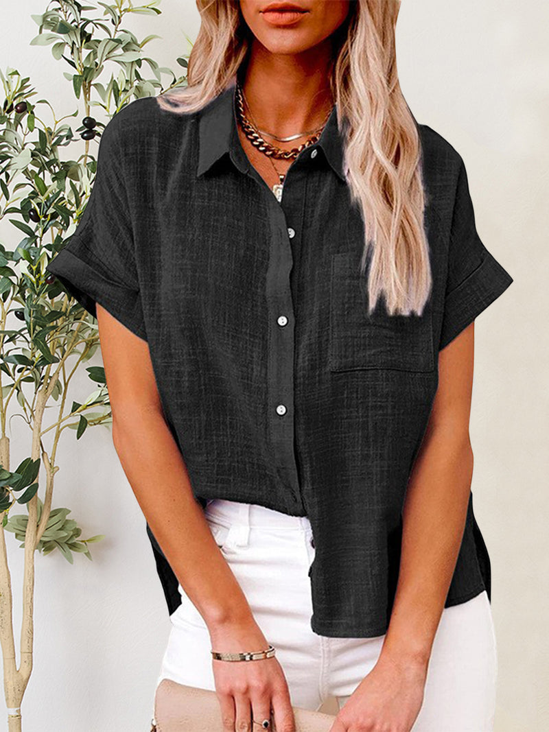 Hazel Blues® |  Button Up Short Sleeve Shirt