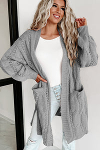 Hazel Blues® |  Cable-Knit Dropped Shoulder Cardigan