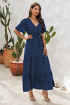 Hazel Blues® |  Swiss Dot Tied Surplice Short Sleeve Dress