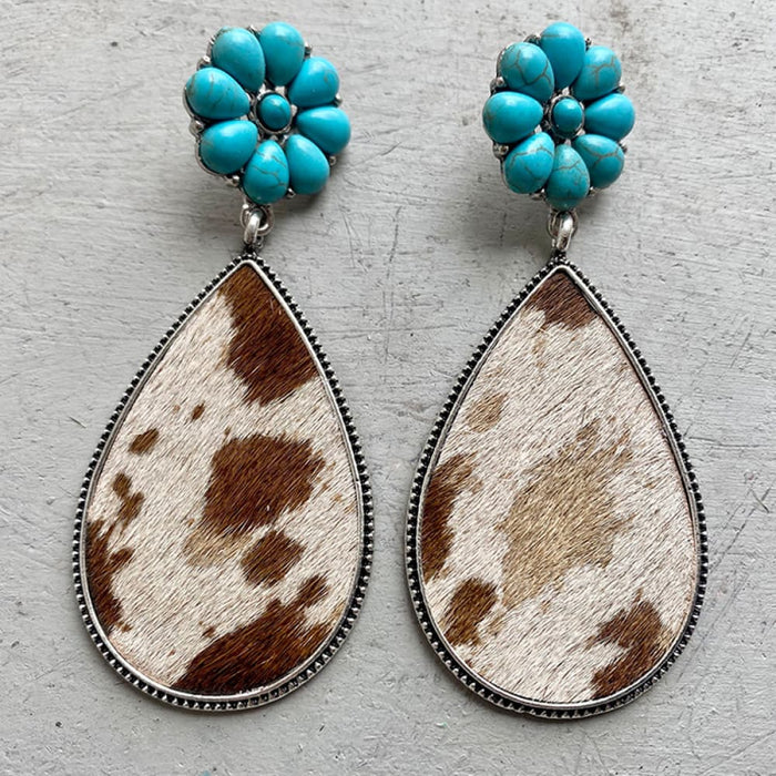 Hazel Blues® |  Turquoise Flower Teardrop Earrings