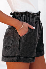 Hazel Blues® |  Paperbag Waist Denim Shorts with Pockets