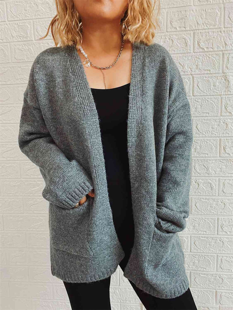 Hazel Blues® |  Open Front Long Sleeve Cardigan with Pockets