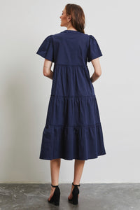 Hazel Blues® |  HEYSON Cotton Poplin Ruffled Tiered Midi Dress