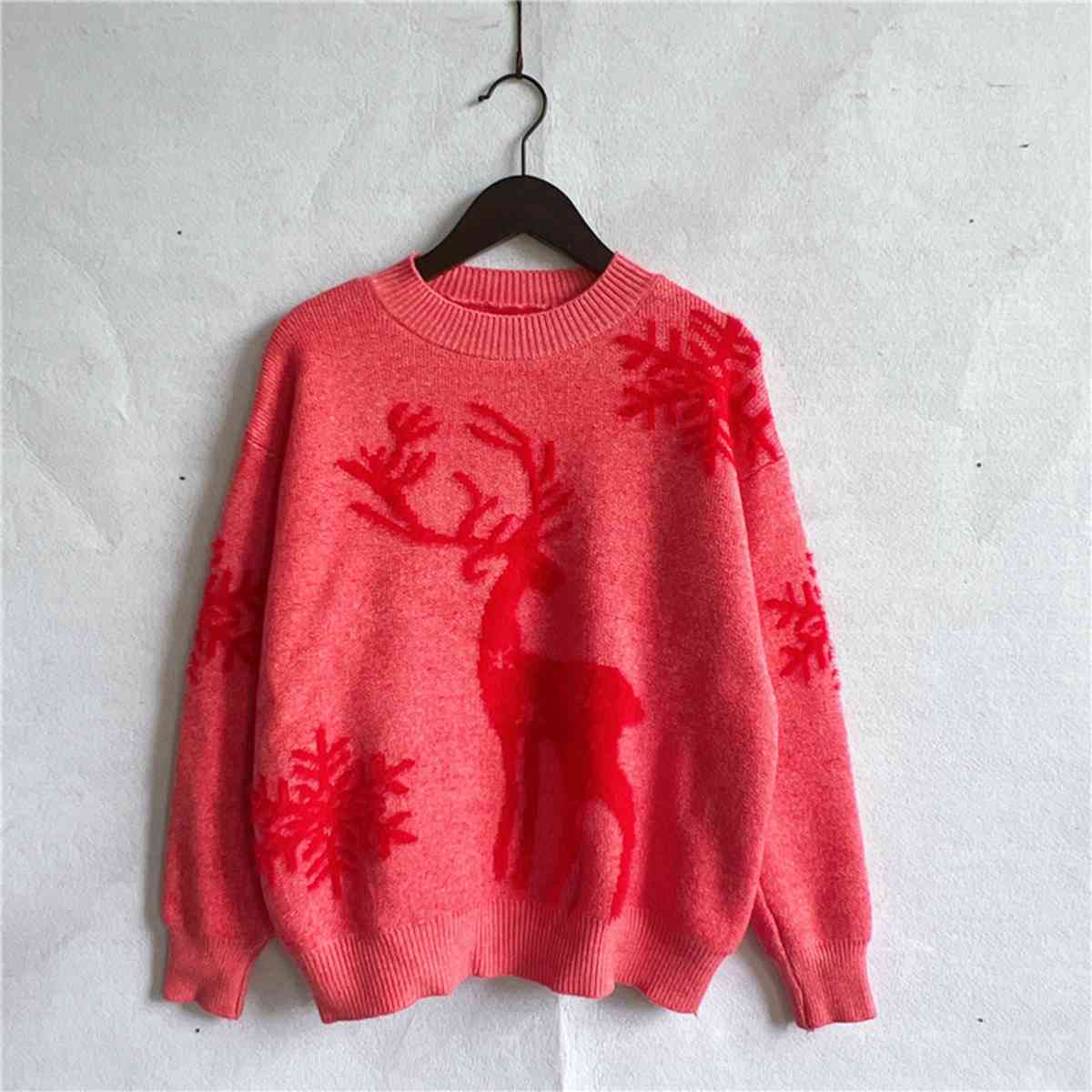 Hazel Blues® |  Reindeer and Snowflake Pattern Sweater