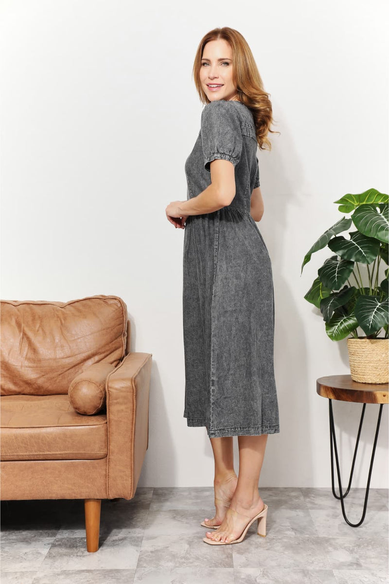 Hazel Blues® |  And The Why Washed Chambray Midi Dress