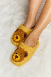 Hazel Blues® |  Melody Teddy Bear Print Plush Slide Slippers