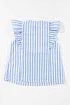 Hazel Blues® |  Embroidered Tassel Striped Tie Neck Blouse