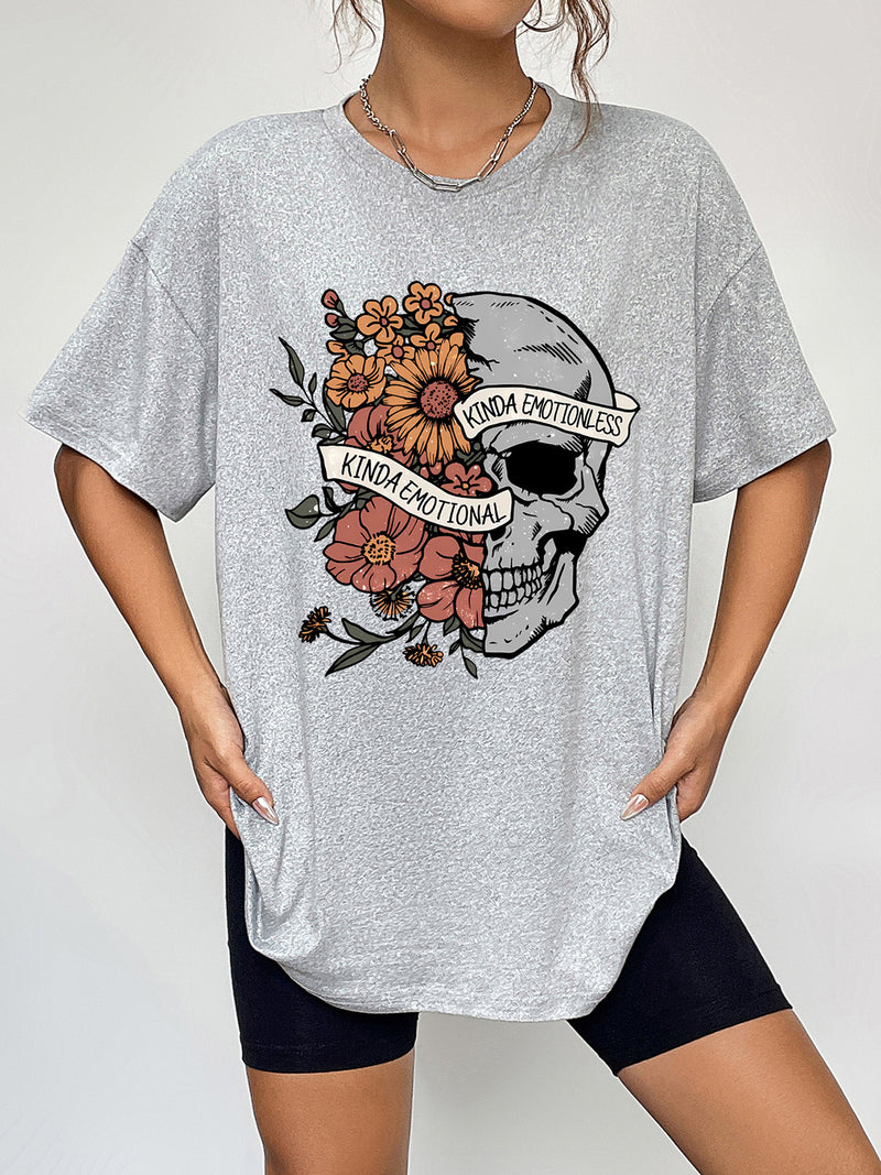 Hazel Blues® | Skull & Floral Graphic T-Shirt