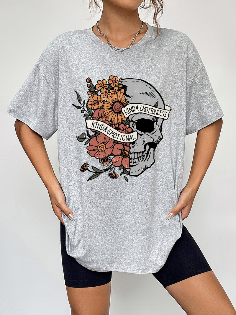 Hazel Blues® |  Skull & Floral Graphic T-Shirt