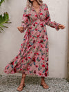 Hazel Blues® |  Floral Frill Trim V-Neck Maxi Dress