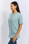 Hazel Blues® |  Heimish Made For You 1/4 Button Down Waffle Top in Blue