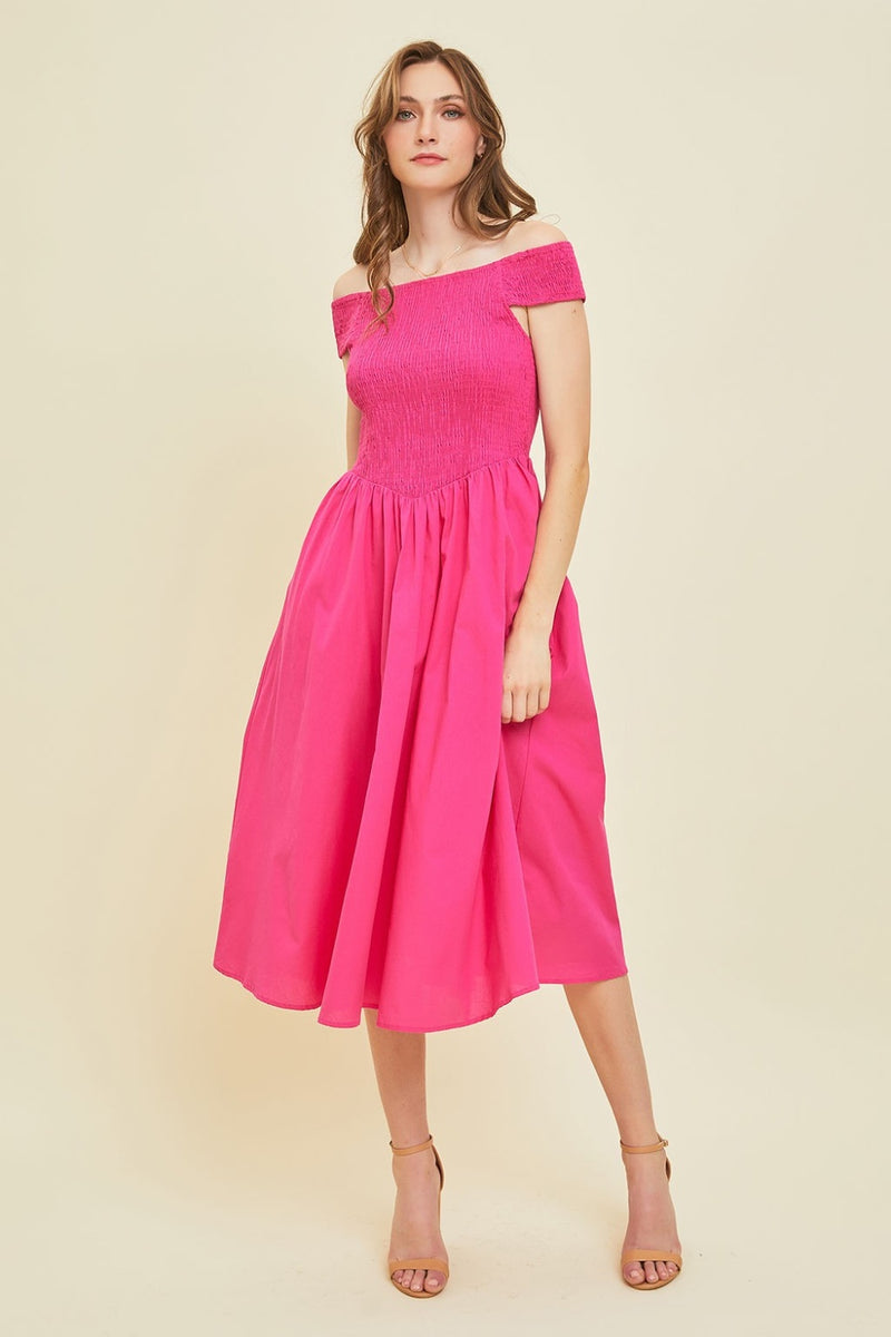 Hazel Blues® |  HEYSON Off-Shoulder Smocked Midi Dress