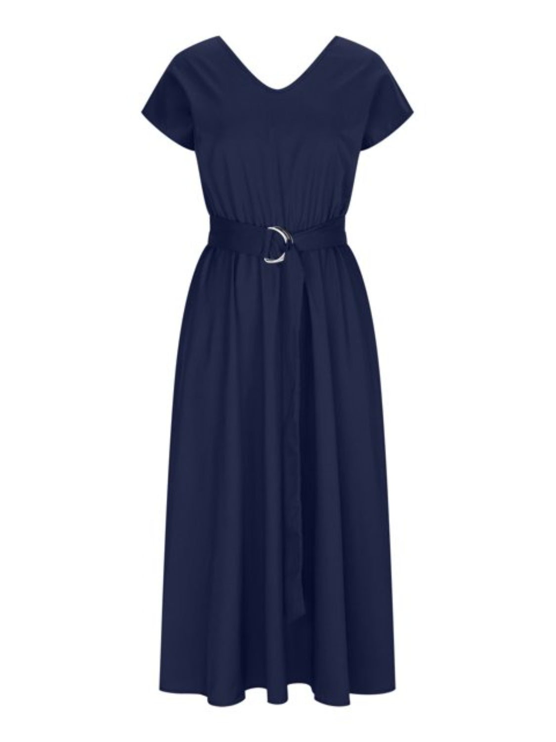 Hazel Blues® |  Ruched V-Neck Cap Sleeve Dress