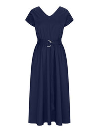 Hazel Blues® |  Ruched V-Neck Cap Sleeve Dress