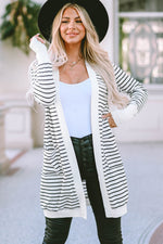 Hazel Blues® |  Striped Open Front Longline Cardigan