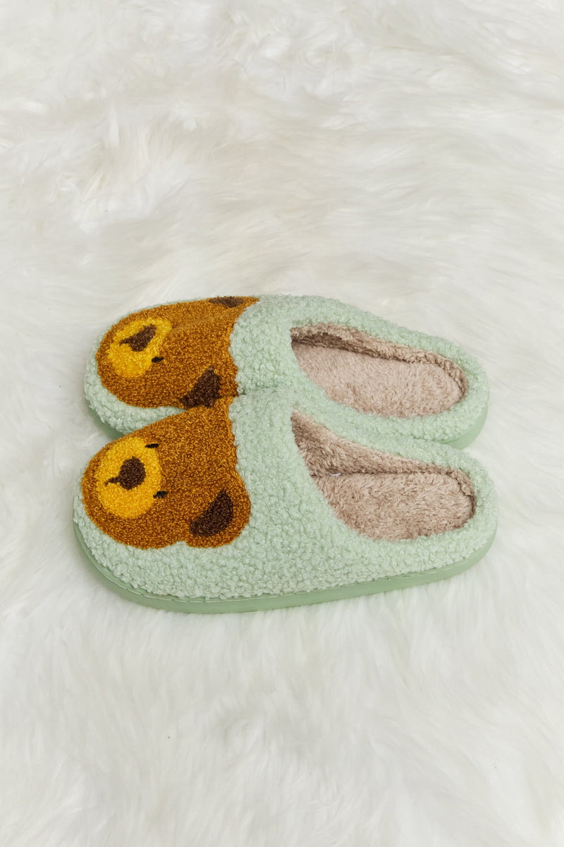 Hazel Blues® |  Melody Teddy Bear Print Plush Slide Slippers