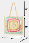 Hazel Blues® |  Fame Rainbow Crochet Knit Tote Bag